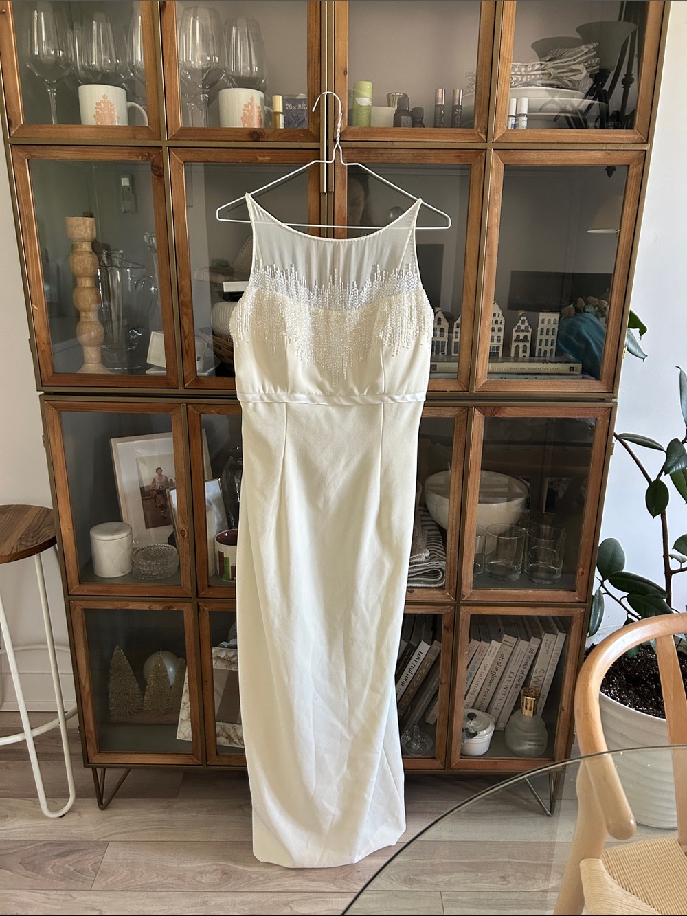 Vintage Anika Montana off White Beaded Maxi Dress